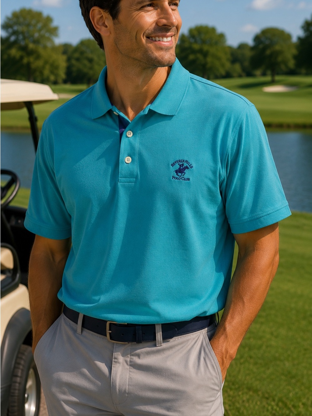 Beverly Hills Polo Club Men's Turquoise Short-Sleeve Polo